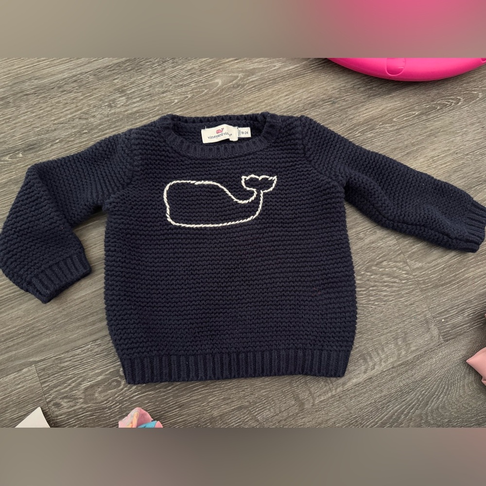 Vineyard Vines Navy Sweater with Whale Design